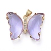 Brass Micro Pave Clear Cubic Zirconia Pendants ZIRC-P079-A01-09-1