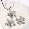Flower Alloy Dangle Earrings & Wax Cord Pendant Necklaces Sets for Women FS-WG32CFB-02-1