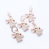 Brass Micro Pave Cubic Zirconia Charms KK-P133-03RG-NR-1