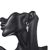 304 Stainless Steel Green Aventurine Column Hoop Earrings EJEW-JE06791-01-3