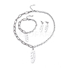 304 Stainless Steel Paperclip Chains & Cable Chain Jewelry Sets SJEW-K153-61P-1