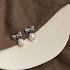Alloy Plastic Pearl Dangle Stud Earrings FS-WG0B18A-06-1