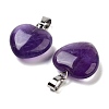 Natural Amethyst Charms X-HEAR-PW0001-057-37-3