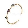 Colorful Cubic Zirconia Flat Round Heart Star Open Cuff Bangle BJEW-A123-07G-3