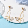 Butterfly Shell Pearl Dangle Stud Earrings EJEW-TA00356-2