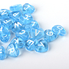 Transparent Acrylic Heart Horizontal Hole Letter Beads TACR-Q101-01F-1