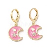 Moon & Star Real 18K Gold Plated Brass Dangle Leverback Earrings EJEW-L268-029G-02-1
