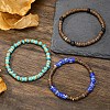 Synthetic Turquoise & Regalite & Coconut Shell Bead Stretch Bracelets Sets PW-WG7E5E9-01-4