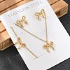 Bowknot PVD Vacuum Plating 304 Stainless Steel 
Stud Earrings & Necklaces & Bracelets Sets SJEW-Q001-02G-5