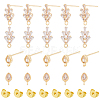 DICOSMETIC 16Pcs 2 Style Brass Cubic Zirconia Stud Earring Findings ZIRC-DC0001-11-1