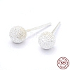 Textured 925 Sterling Silver Ball Stud Earrings EJEW-L202-004B-1