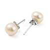Natural Pearl Round Bead Stud Earrings EJEW-E298-01C-02P-2