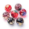 Mixed Flower Picture Printed Glass Round Beads GFB-R004-12mm-M20-1