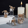 4Pcs Transparent Glass Empty Bottles with Alloy Paw Print Heart Leather Charms AJEW-NB00014-4