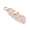 2Pcs 2 Styles Natural Rose Quartz Double Terminated Pointed Pendants PALLOY-JF03122-03-4