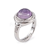 Natural Amethyst Round Adjustable Rings RJEW-K271-04P-08-2