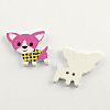 2-Hole Puppy Printed Wooden Buttons X-BUTT-R031-115-2