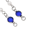 Handmade Lampwork Blue Evil Eye and 304 Stainless Steel Glass Flat Round Link Chain Bracelet Making AJEW-JB01644-2