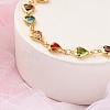 Heart Brass Link Bracelets for Woman BJEW-S157-04G-2