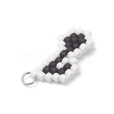 Glass Seed Beaded Musical Note Pendants PALLOY-MZ01050-1