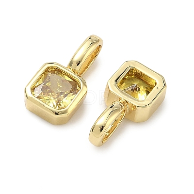 Brass Micro Pave Cubic Zirconia Charms KK-G555-21G-09-1