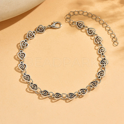 Bohemian Alloy Spiral Heart Link Chain Anklets for Women WG53D8C-01-1