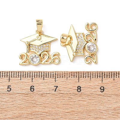 Brass Micro Pave Clear Cubic Zirconia Pendants X-KK-D223-01G-1