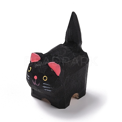 Cat Shape Wood Figurines LS-DJEW-G043-01C-1