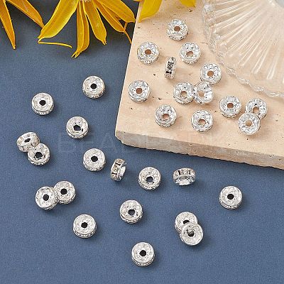 Brass Rhinestone Spacer Beads RB-YW0001-04D-01S-1