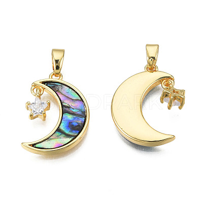 Brass Clear Cubic Zirconia Pendants KK-N233-406-1
