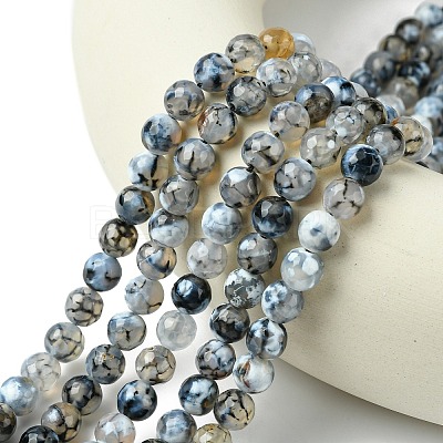 Colored Natural Fire Crackle Agate Beads Strings G-R176-8mm-03-1