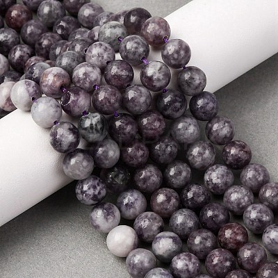Natural Lepidolite Beads Strands G-G284-A02-8mm-1
