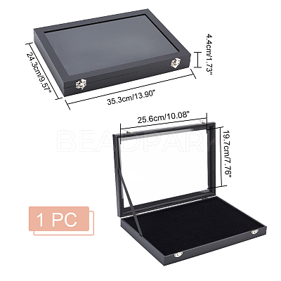 100 Slot Rectangle Dustproof Wood Jewelry Presentation Box AJEW-WH0323-46-1