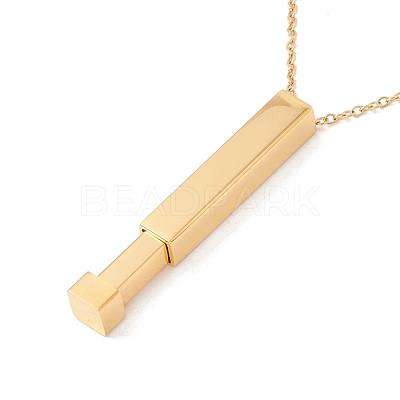 Ion Plating(IP) 304 Stainless Steel Rectangle Bar Pendant Necklace NJEW-P262-18-1
