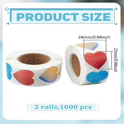 2 Rolls Valentine's Day Heart Paper Stickers DIY-LP0003-77-1