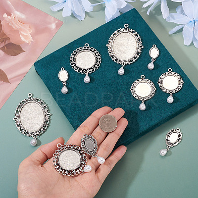 10Pcs 5 Style Alloy Pendant Cabochon Settings HJEW-TAC0120-1