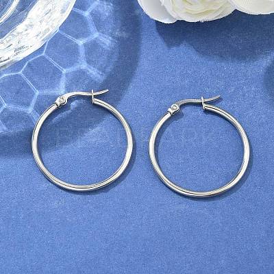 Tarnish Resistant 304 Stainless Steel Hoop Earrings EJEW-F105-09P-1