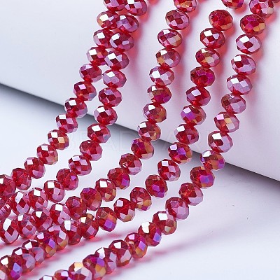 Electroplate Glass Beads Strands X-EGLA-A034-T6mm-B07-1
