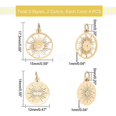16Pcs 4 Style 201 Stainless Steel Pendants STAS-DC0004-50-1