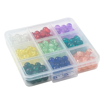 180Pcs 9 Colors Spray Painted Crackle Glass Beads Set CCG-FS0001-03-1