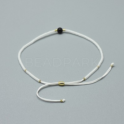 Adjustable Natural Dyed & Heated Black Agate Braided Bead Bracelets BJEW-F391-A02-1