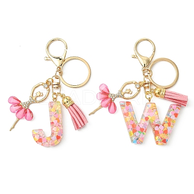 Letter A~Z Transparent Glitter Resin Pendant Keychains KEYC-FZ00024-10-1