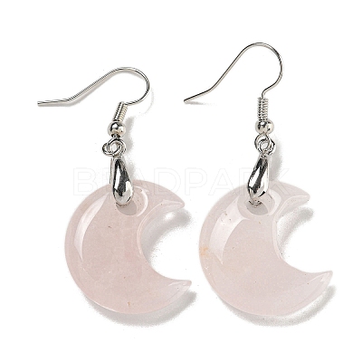 Rack Plating Moon Brass Dangle Earrings for Women EJEW-B064-02P-05-1