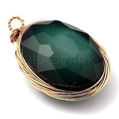 Pearl Luster Plated Glass Pendants PALLOY-JF00466-M-1