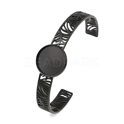 304 Stainless Steel Blank Cuff Bangle Bases with Flat Round Tray SA-CBA82C8-04B-EB-1