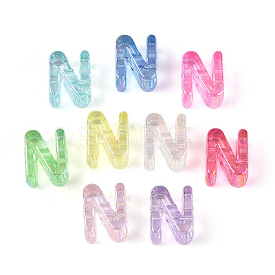 UV Plating Transparent Acrylic European Beads OACR-M027-02N-1
