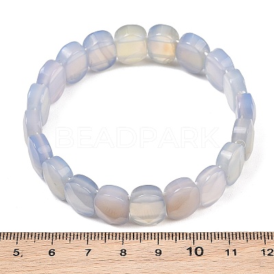 Dyed & Heated Natural Agate Oval Beaded Stretch Bracelet G-E010-01-20-1