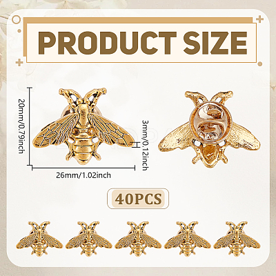 40Pcs Alloy Bees Lapel Pin Backs JEWB-GO0001-21AG-1