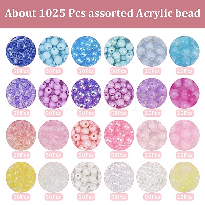 DIY Round Acrylic Beads Jewelry Making Finding Kits DIY-YW0011-64-1