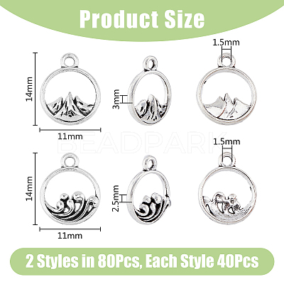 80Pcs 2 Styles Alloy Charms FIND-DC0004-27-1